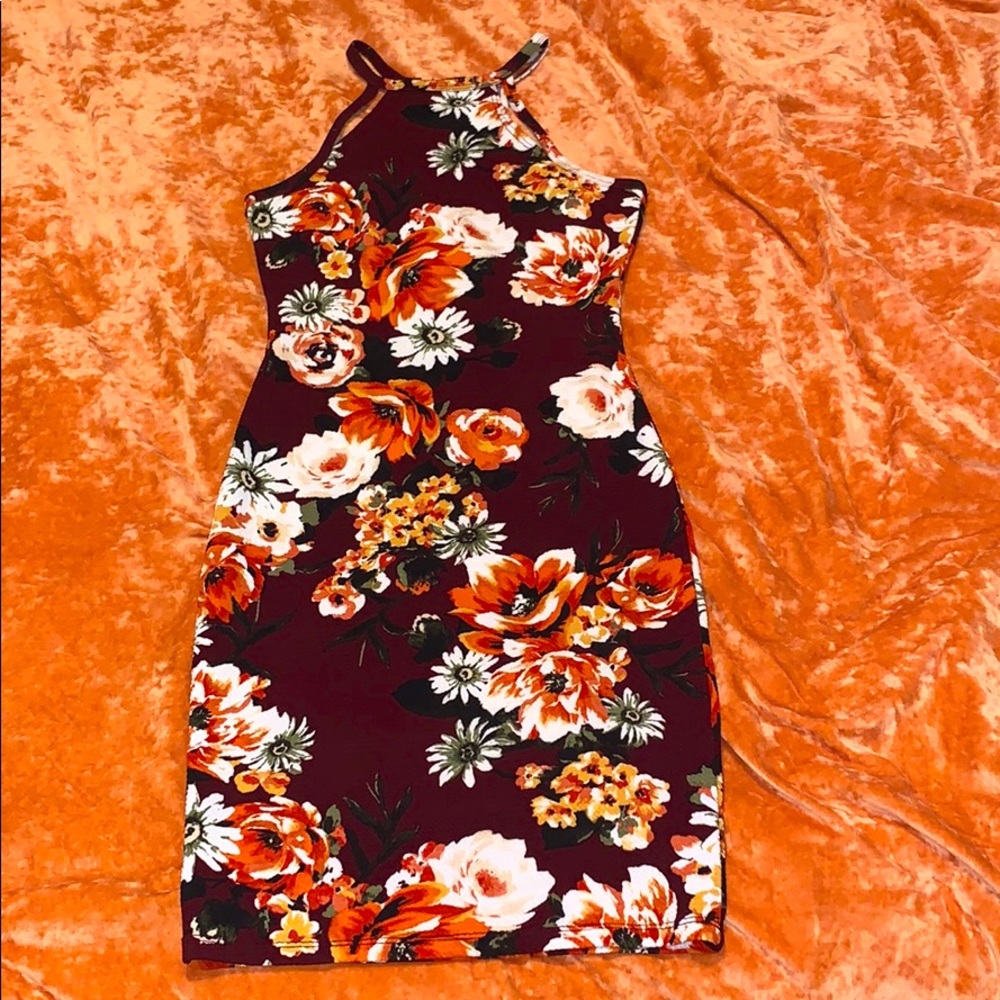 Body con floral halter dress